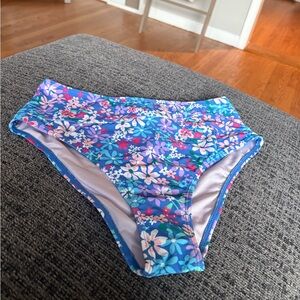 Cupshe Blue and Pink Floral Bikini Bottom